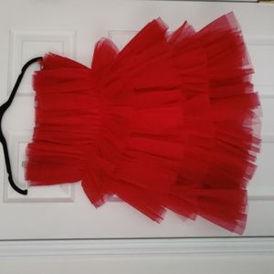 Altar'd State Red Strapless Tulle Layered Mini Dress
